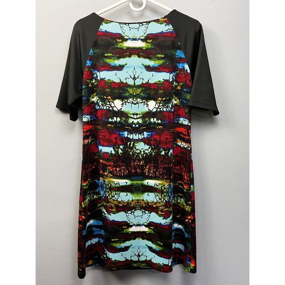 Chris McLaughlin Dress Womens‎ 12 Black Bold Colorful Sheath scoop neck Pullover - Picture 2 of 7